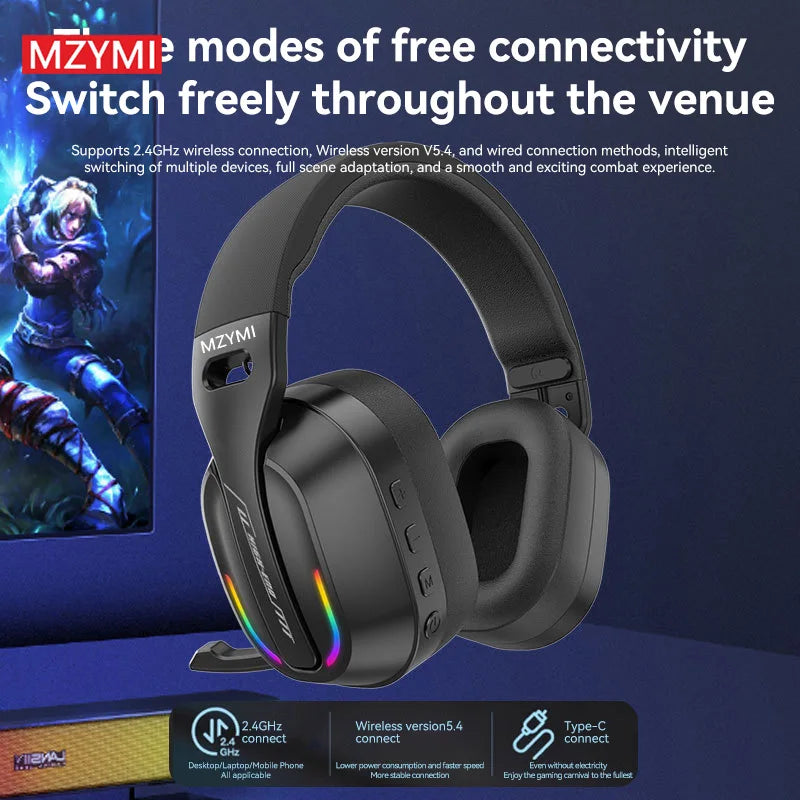 GT100 Wireless Gaming Headset 2.4GHz Bluetooth Headphones With Mic For PS4 PS5