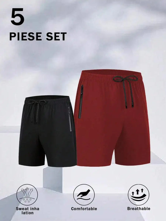 Men's Quick Dry Athletic Shorts With Zipper Pockets Elastic Waist