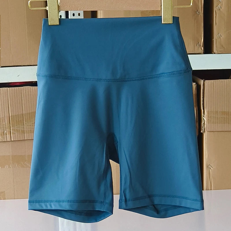 SDFHSFH Women's High Waist Yoga Shorts Nylon Elastane
