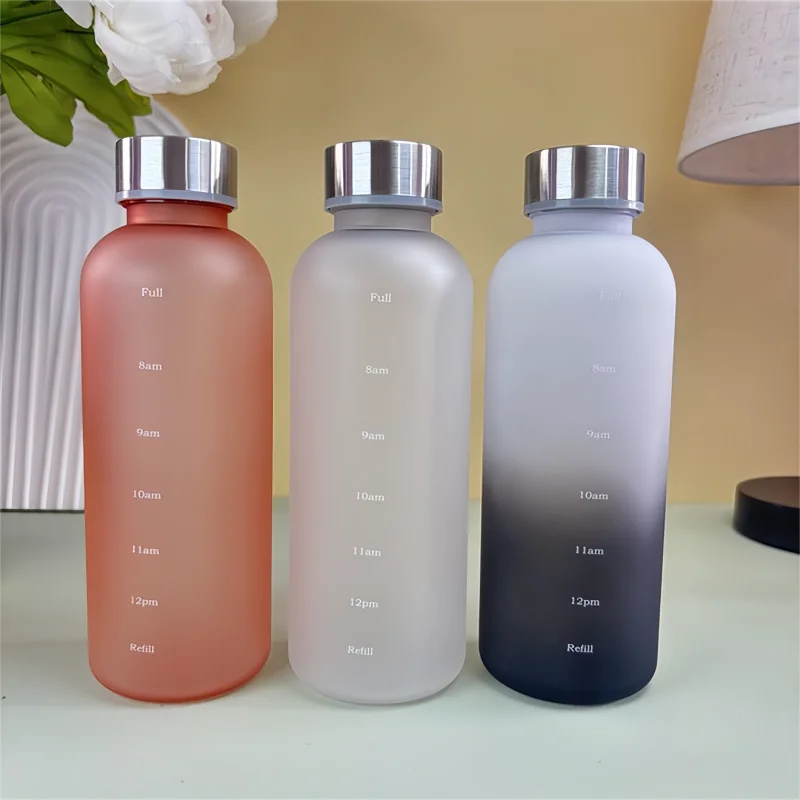 Time Marker Water Bottle Eco Friendly BPA Free Frosted Plastic