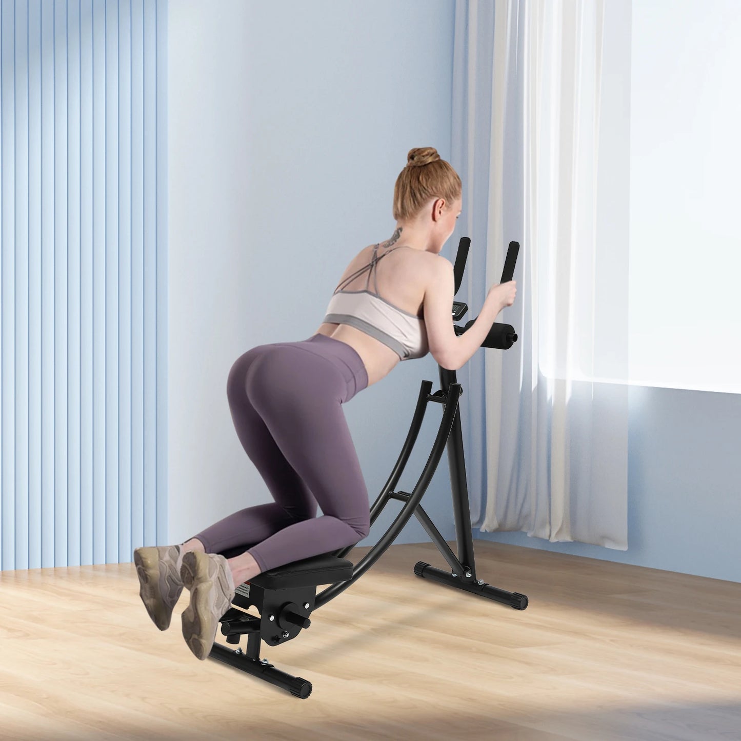 Ab Exercise, Ab Machine, Foldable Crunch Trainer, Dual Track 40° Curved Design, Multi-Functional Abs Core Fitness Equipment, LED Display for Workout Time, Black Home Gym Abdominal Trainer, Waist Arm Leg Glutes Body Sculpting