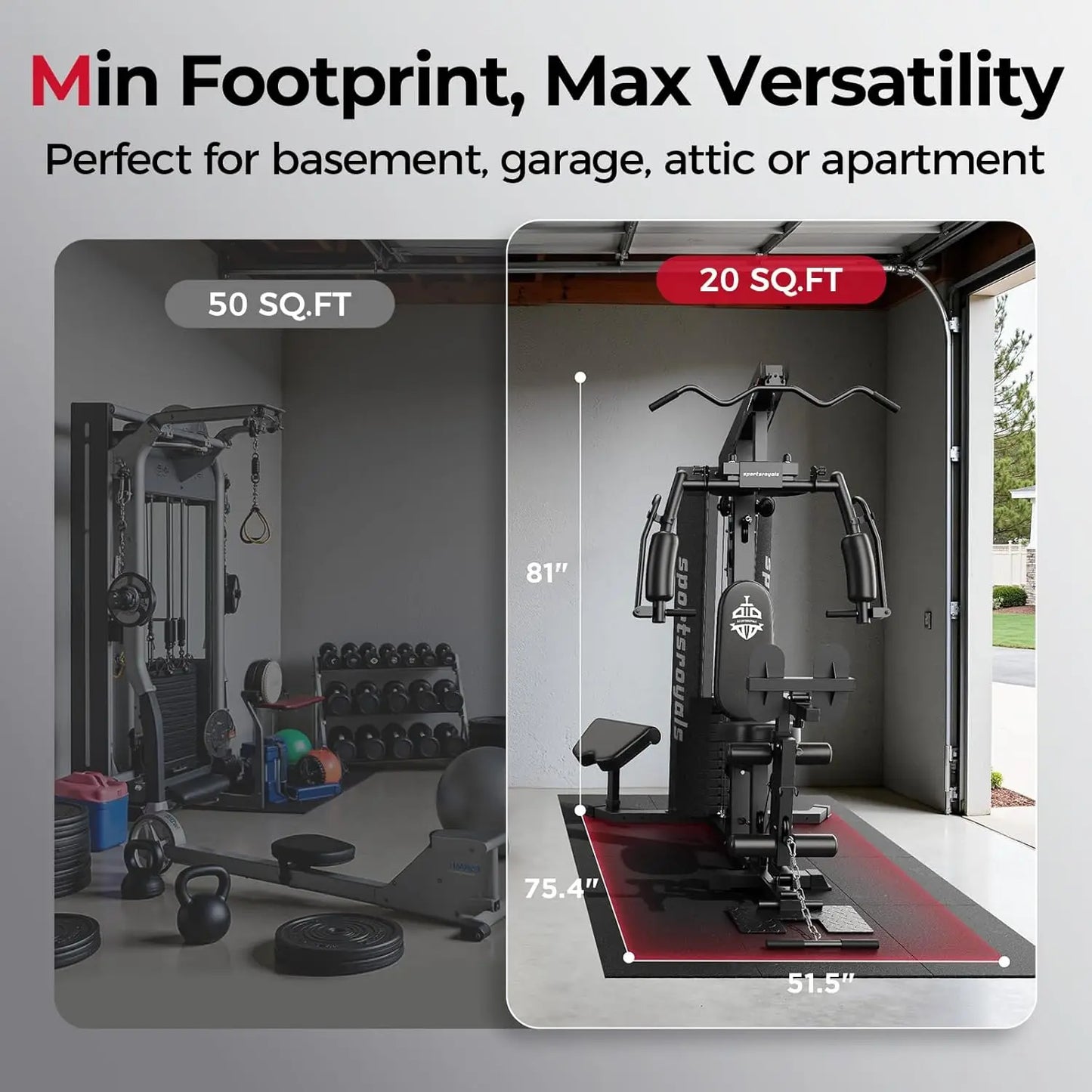 Home Gym Equipment, 150LBS Weight Stack, Full Body Workout Machine with Pulley System for Strength Training, Customized
