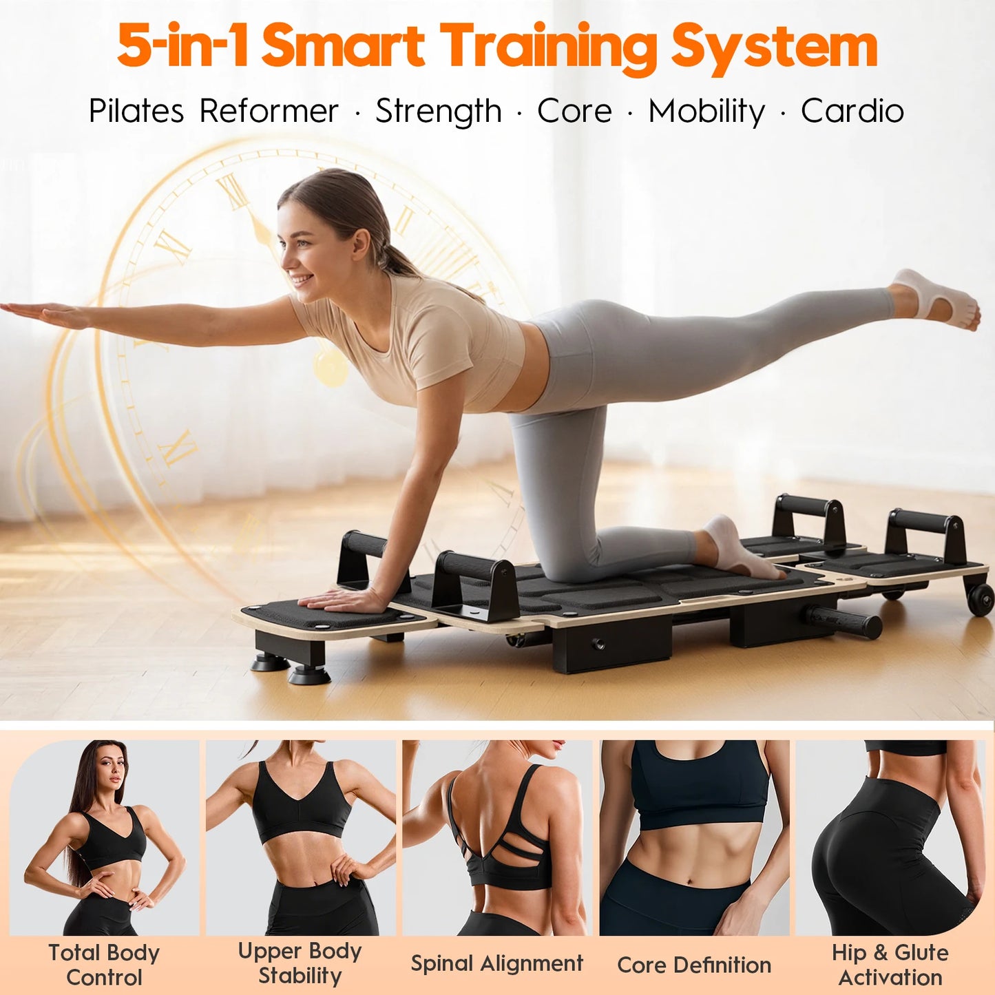 5-in-1 Pilates Reformer Home Gym For Full Body Workout