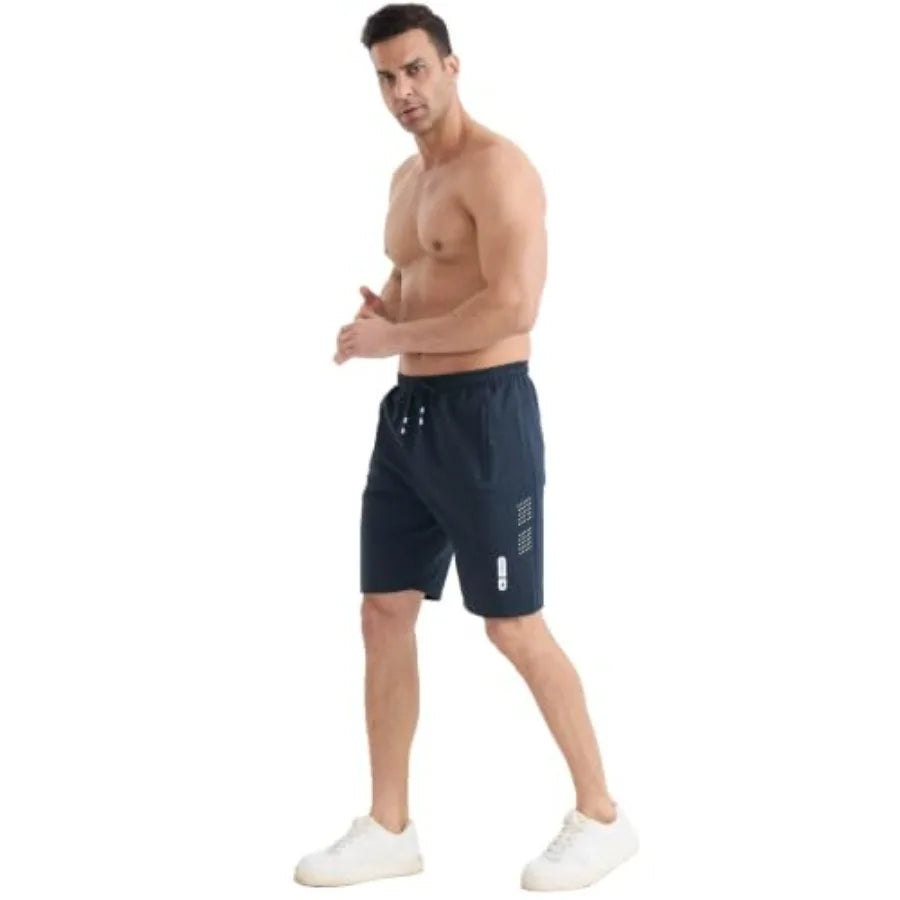 Mens Shorts Casual Gym Athletic Workout Running Sweat Cotton Stretch Shorts with Zipper Pockets Basketball Tennis