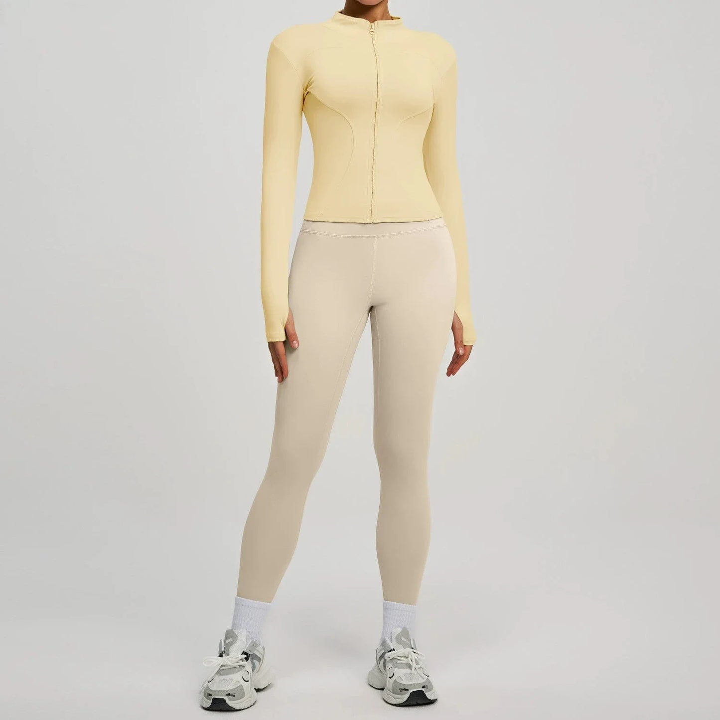 Women Long Sleeve Zipper Yoga Jacket Set With Leggings Tracksuit