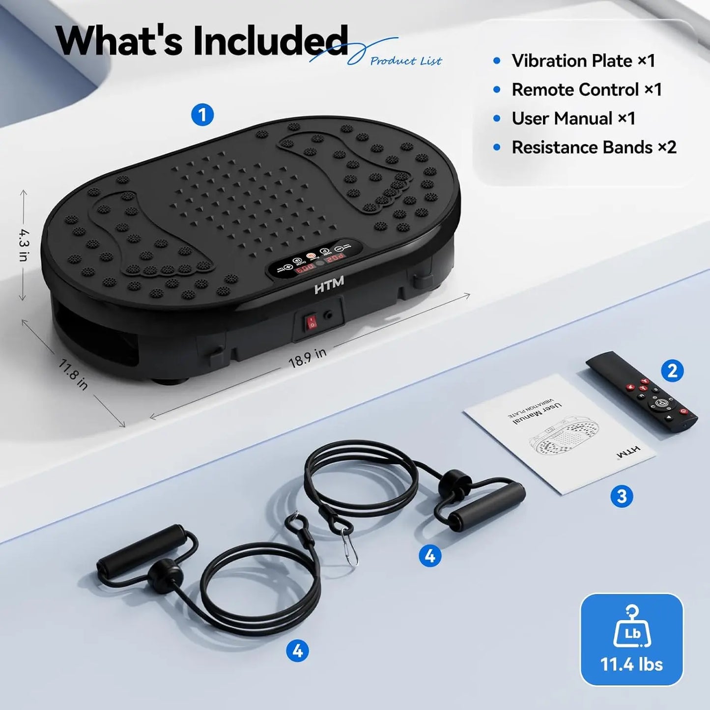 Vibration Plate 18 inch Exercise Machine Whole Body Workout Power Vibrate Fitness Platform  Weight Loss Shaping 120 Speed Levels