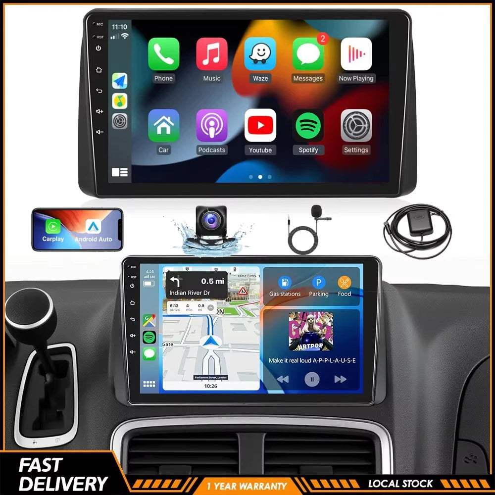 9inch Android 15 Touch Car GPS Navigation Stereo Radio Multimedia Video Player For Dodge Grand Caravan 2011-2020 Chrysler Town Country 2011-2016 Grand Voyager 2011-2015 Support Wireless CarPlay Bluetooth FM RDS WiFi SWC Mirro