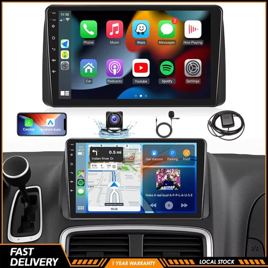 9inch Android 15 Touch Car GPS Navigation Stereo Radio Multimedia Video Player For Dodge Grand Caravan 2011-2020 Chrysler Town Country 2011-2016 Grand Voyager 2011-2015 Support Wireless CarPlay Bluetooth FM RDS WiFi SWC Mirro