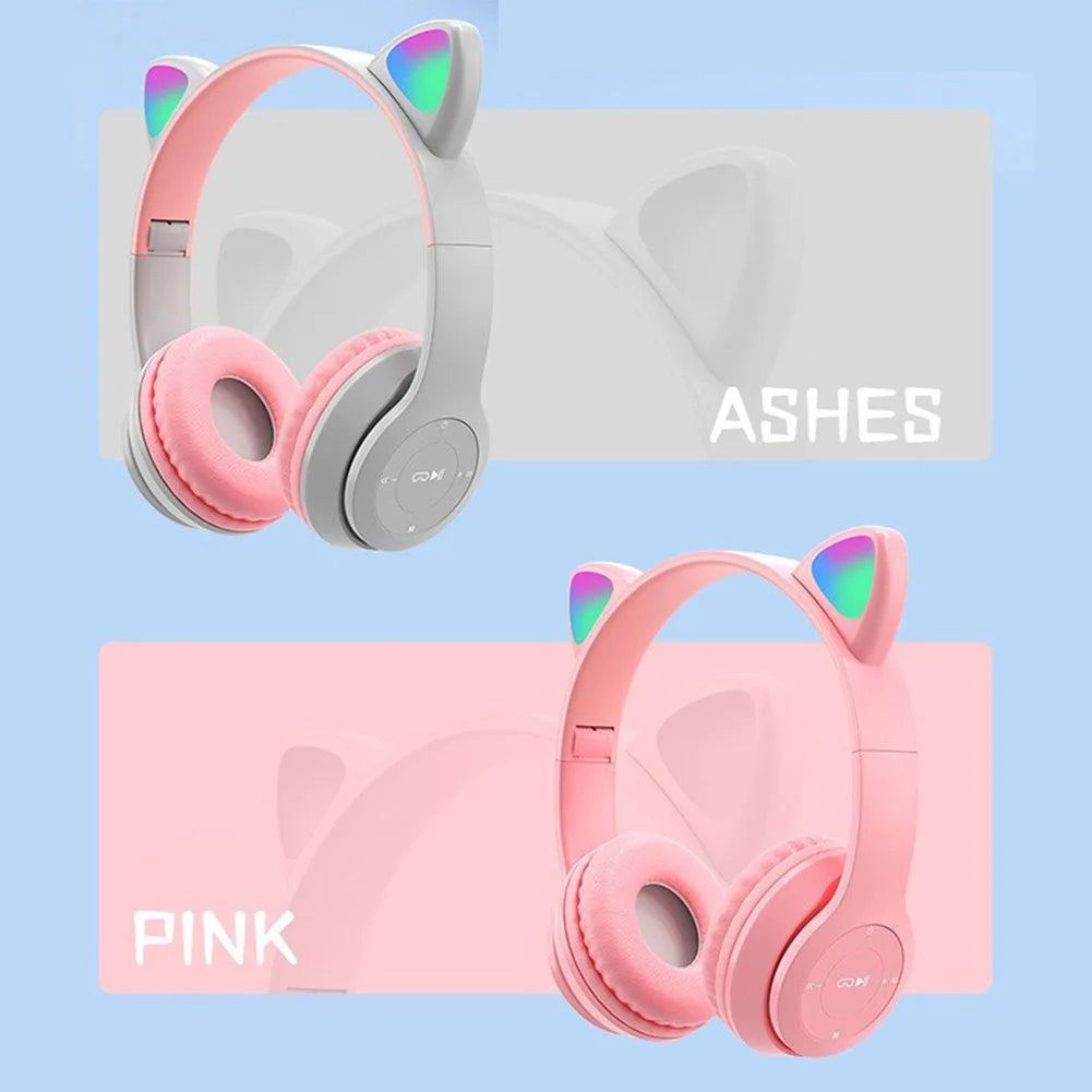 ANENG Wireless Cat Ear Headphones Bluetooth Over-Ear Headset Glow Light