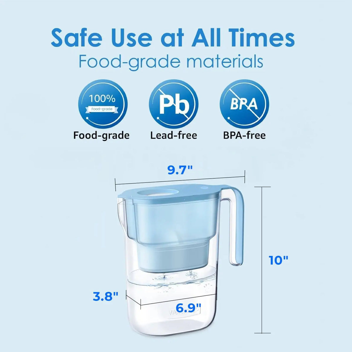 Waterdrop NSF Certified Water Filter Pitcher For Household Use