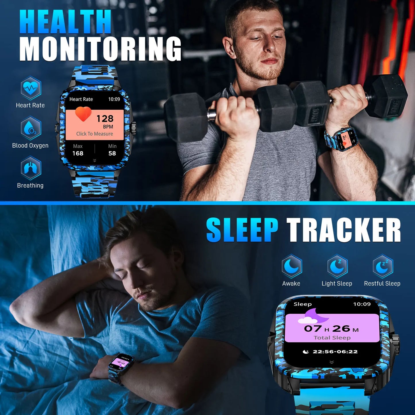LaNikar Smart Watch KT71 3ATM Waterproof Fitness Tracker