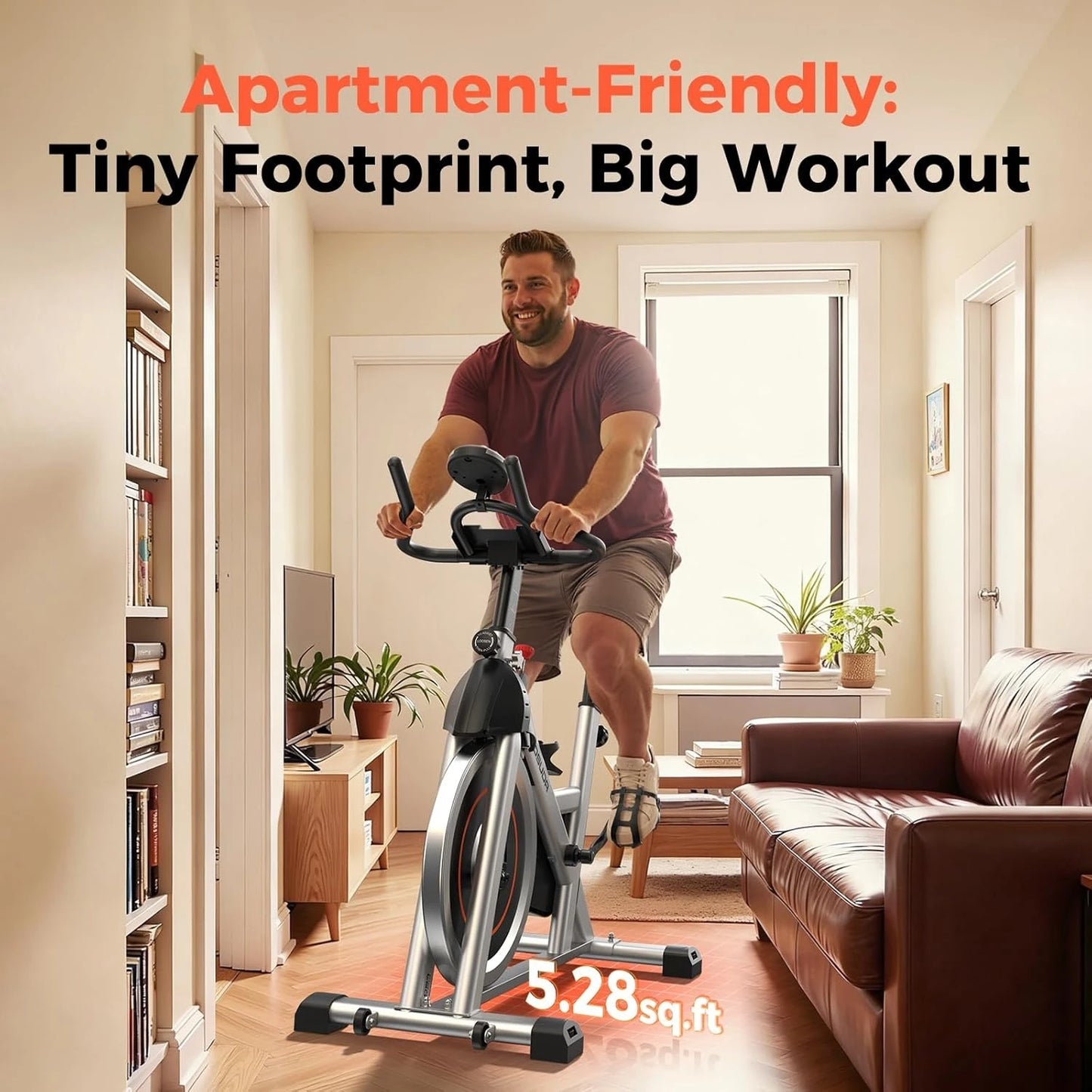 YOSUDA Exercise Bike, Brake Pad Stationary Bike for Home with Exclusive App, Magnetic Indoor Cycling Bike with 300 lb Weight