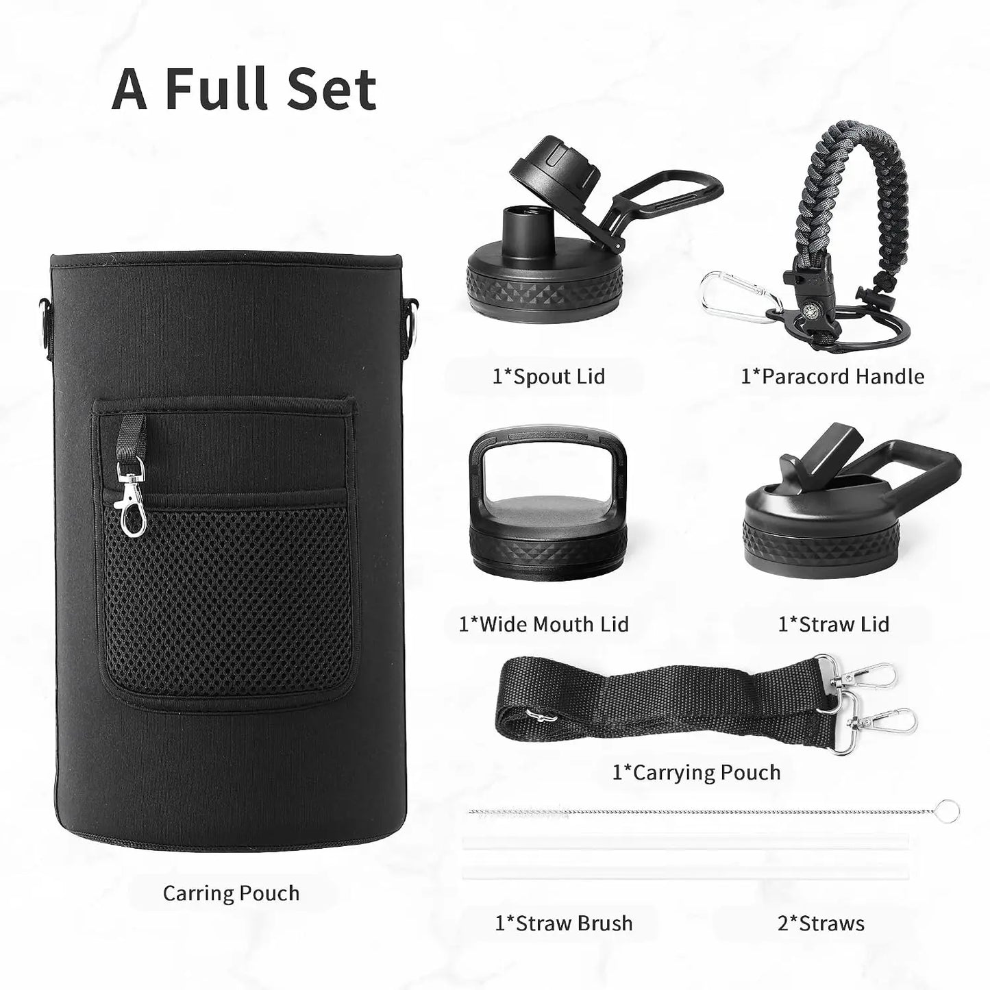128oz Insulated Stainless Steel Water Bottle with Straw Spout and Handle, 1 Gallon Large Sports Jug, Food-Grade Triple Wall Vacu