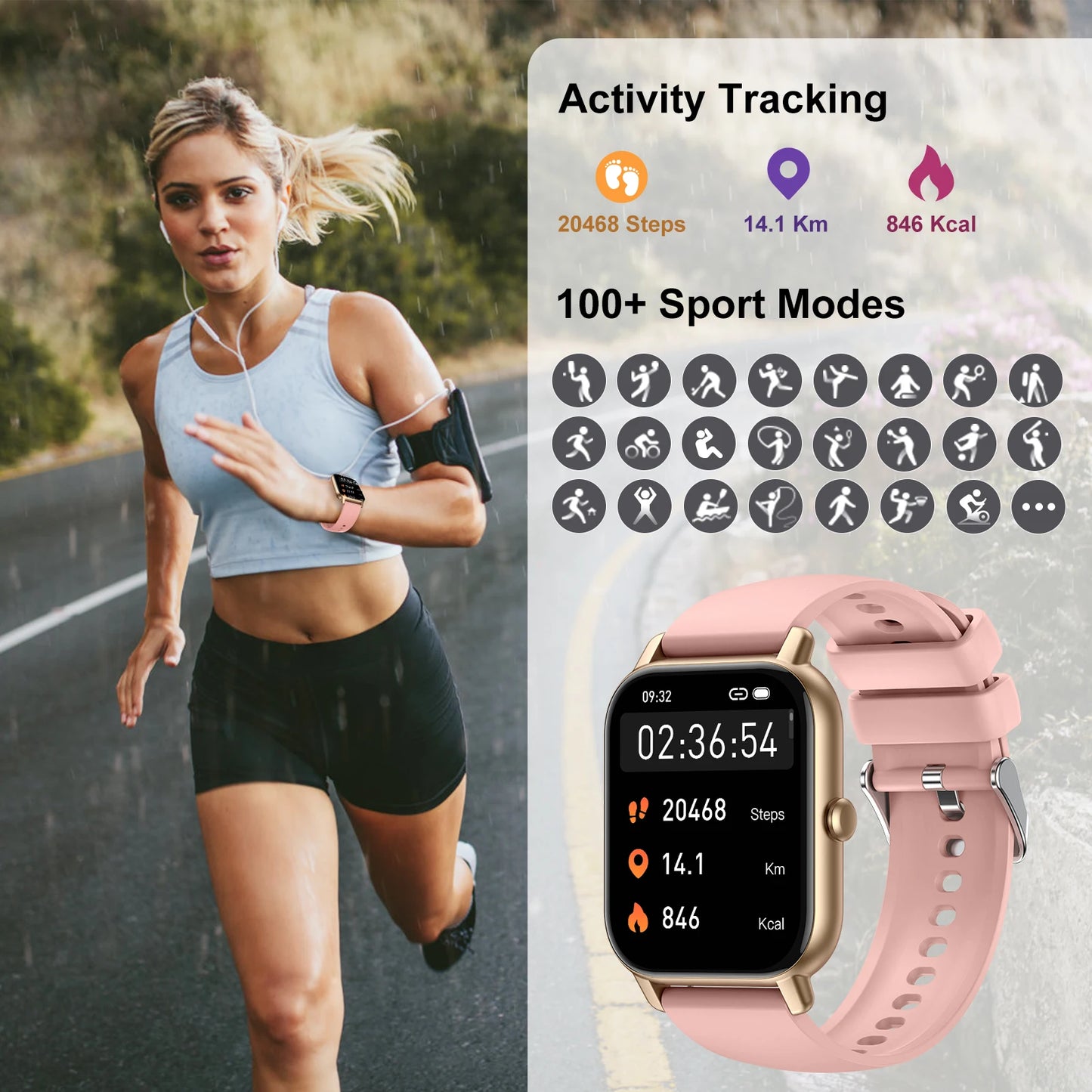 LaNikar P66D Smart Watch Health Monitoring Bluetooth Fitness Tracker