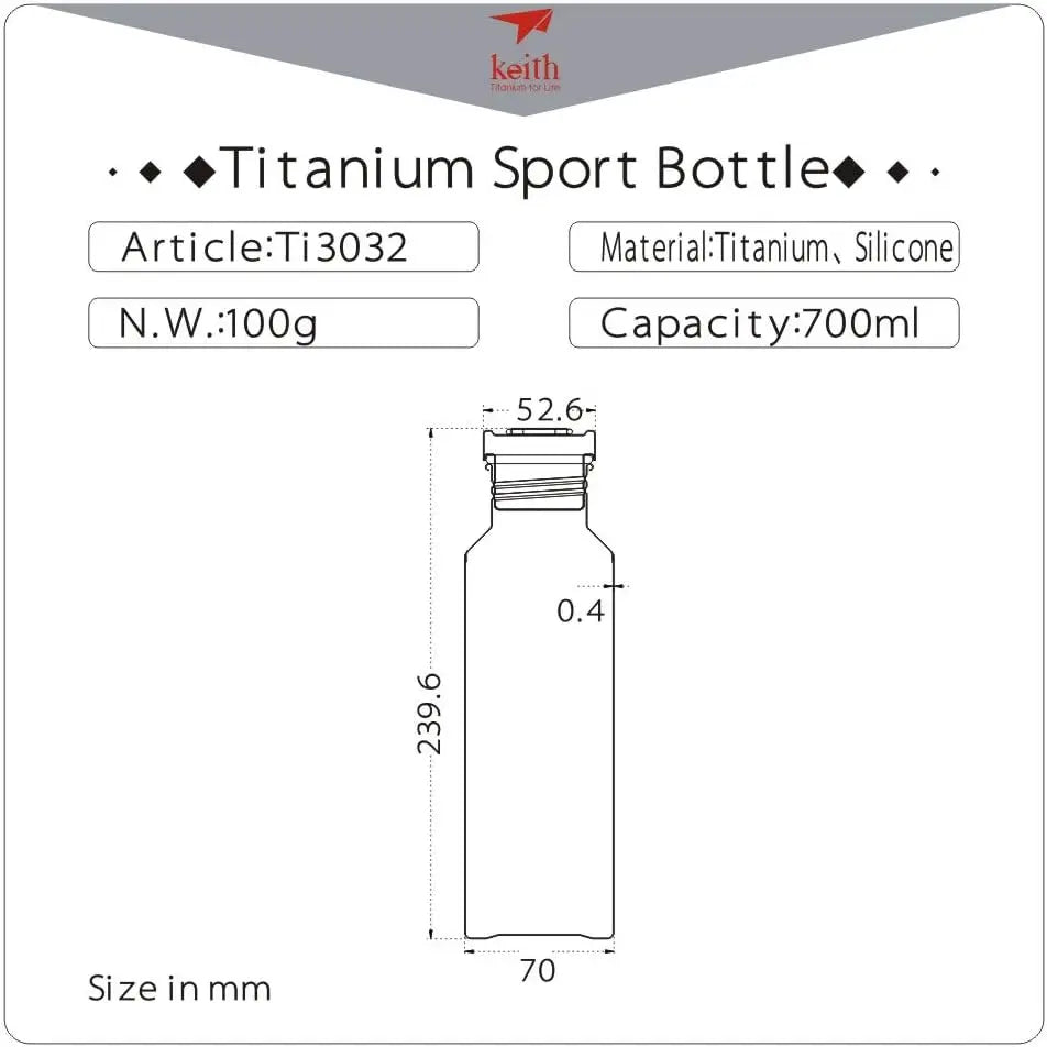 Plastic-Free Sport Water Bottle, 23.6 fl oz, BPA-Free Reusable Hydration Container for Active Lifestyles