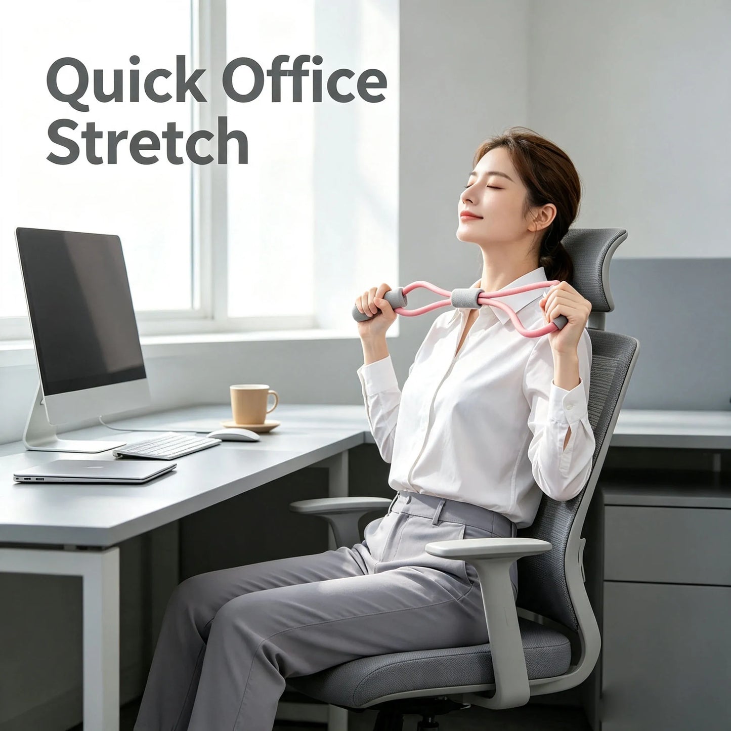 Posture Correction Hunchback Relief Back Toning Shoulder Opening Body Shaping Figure 8 Resistance Band, Soft Non-Slip Grip Durable High-Elastic Band for Home Gym Yoga Office Stretching, for Women Men Beginners Back Stretcher