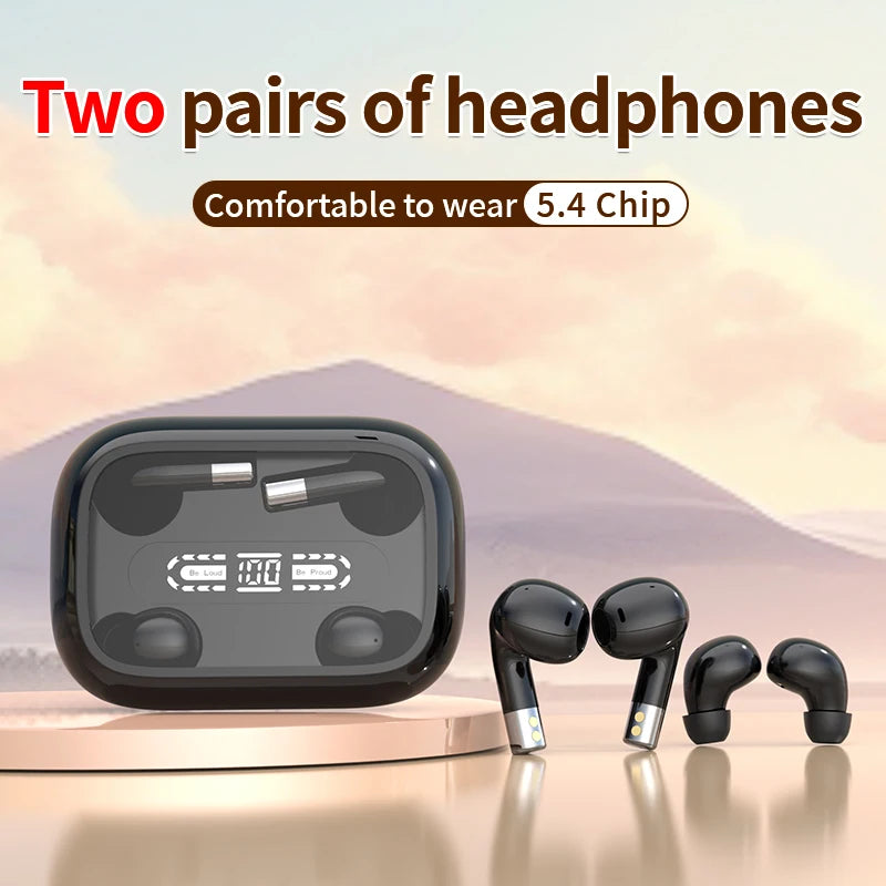 2in1 Wireless Headphones Bluetooth Earphones, Mini Sleeping Earbuds, Dual Sound Bass HIFI 4D Effects Headset, Intelligent Noise Reduction Wireless Earphone, Office, Leisure, Sports, Sleep, Essential Partners, Ultra Long Batte