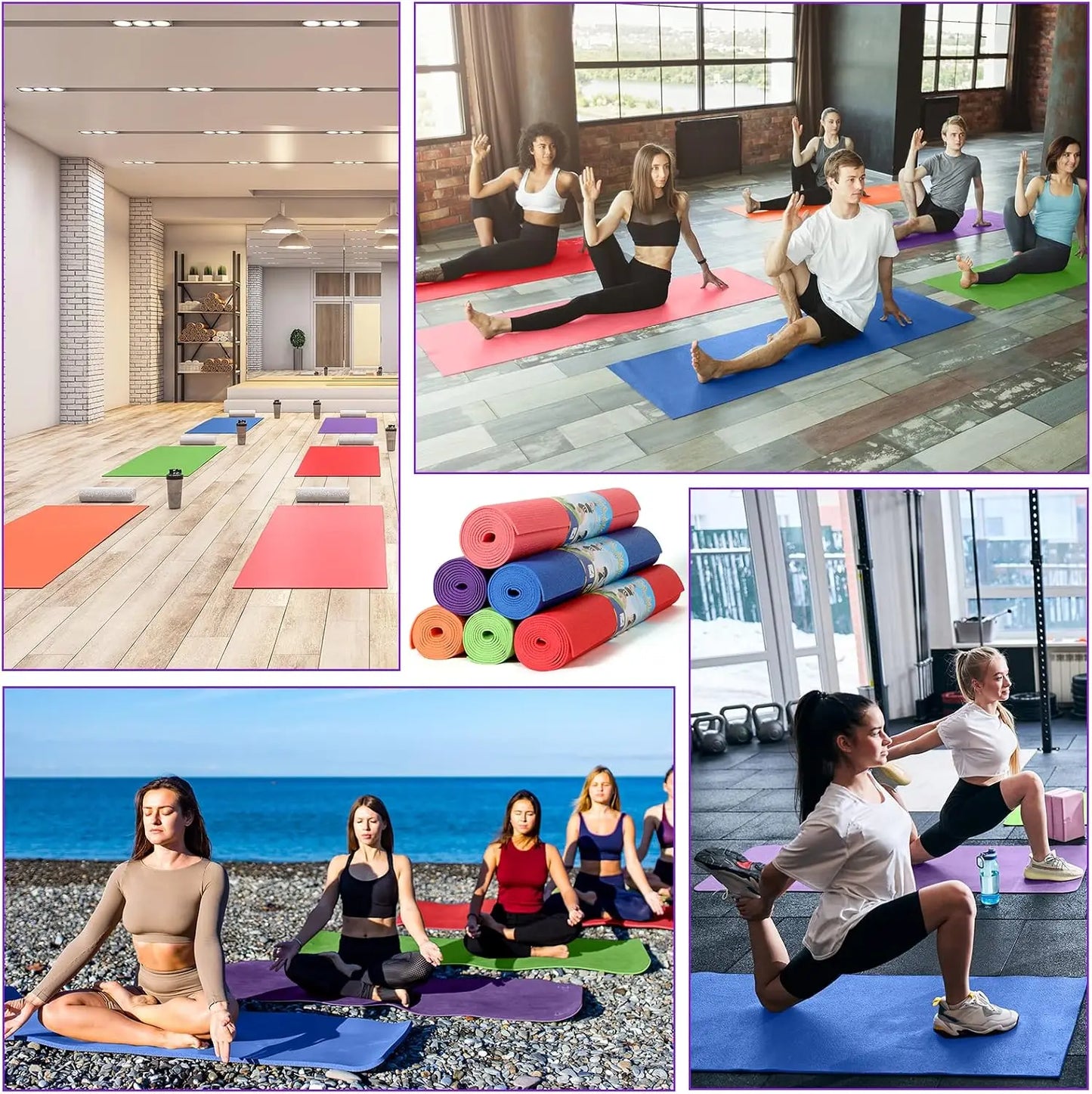 12 Pieces Yoga Mats Bulk 68x24x0.12 Inch Exercise Non Slip Fitness Workout Mats for Women Men Home Workout Gym Yoga