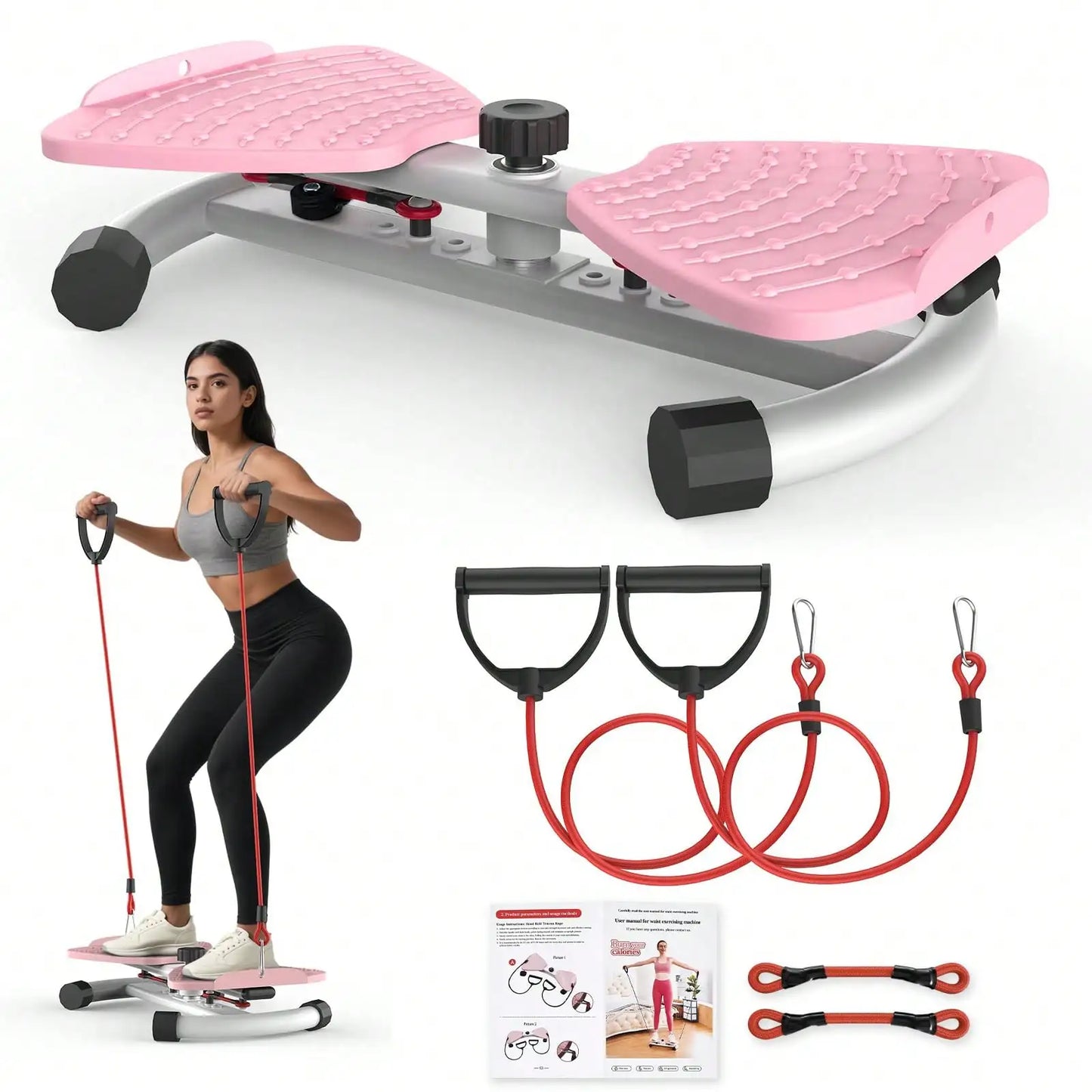 Twist Waist Disc Board with Resistance Bands, Multifunctional Home Fitness Equipment, Waist‑Twisting Exercise Platform for Leg Hip Abdominal Workout and Body Shaping