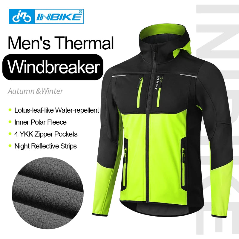 INBIKE Men's Windproof Waterproof Thermal Cycling Jacket With Reflective Stripes