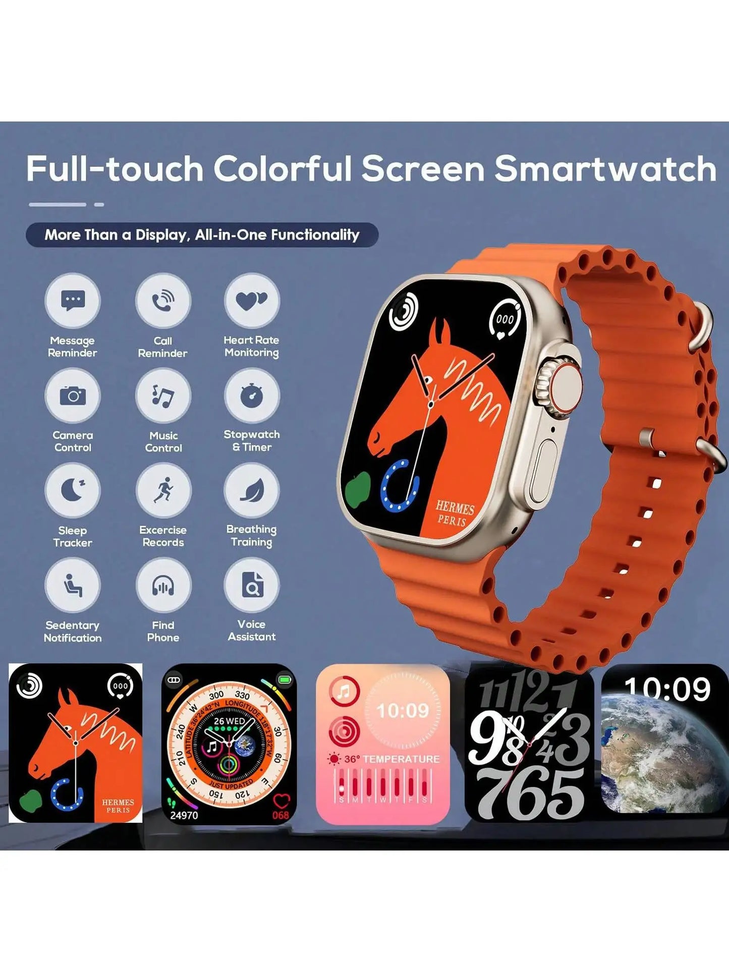 Hiwear Plus Smartwatch With Case And 7 Bands For Men And Women Bluetooth Calling