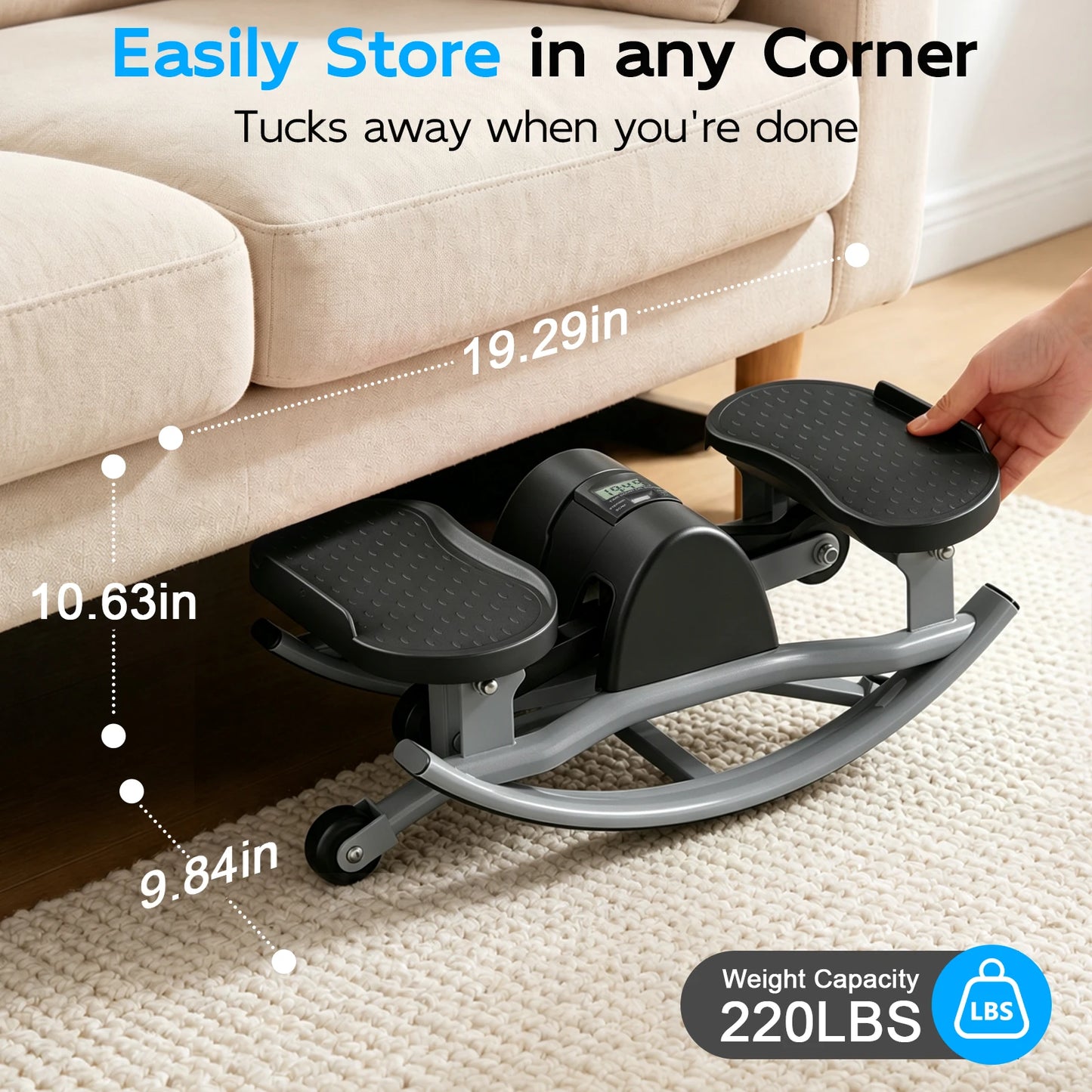 Swing Stepper Machine Intelligent Non-Slip For Exercise Twist Stair Stepper Trainer Full Body Workout 220 lbs with Digital Display Resistance Bands & Floor Mat for Men & Women Fat Burning & Body Shaping