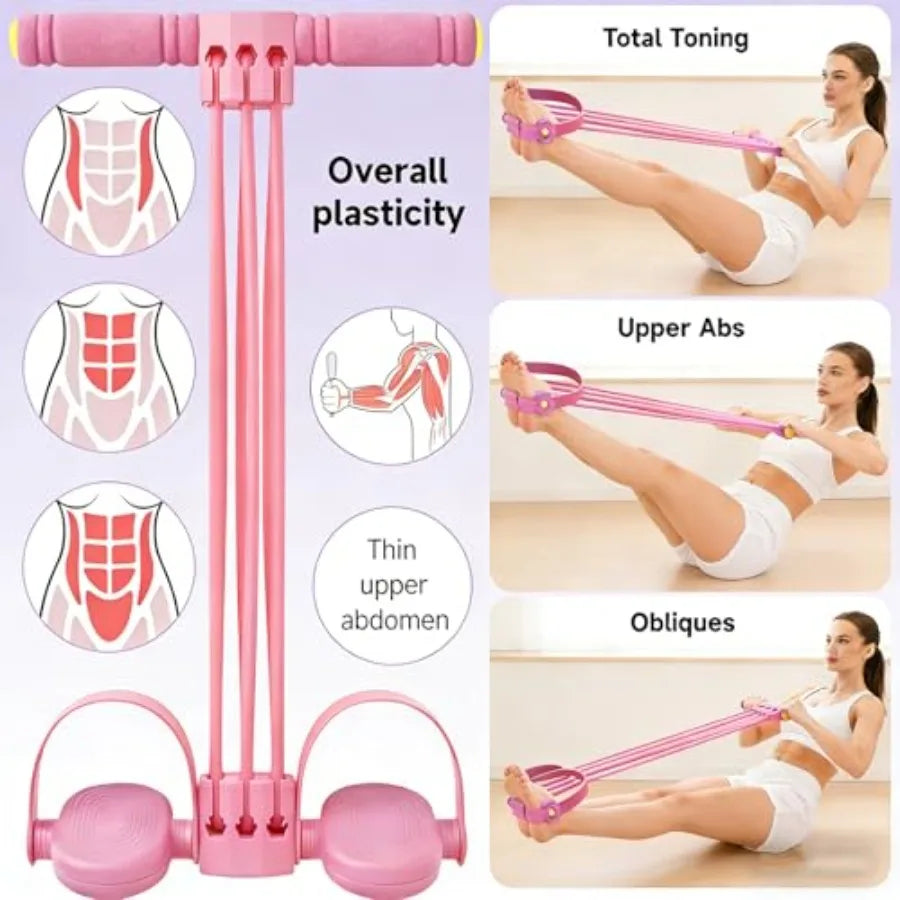 Six-Tube Pedal Resistance Band With Handle For Yoga Home Workouts