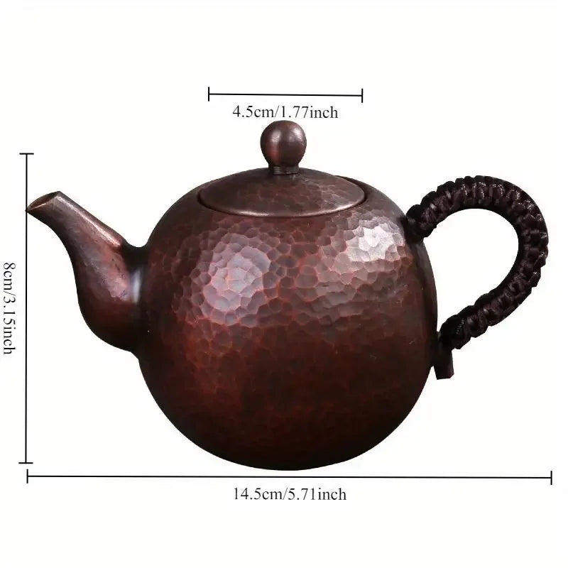 Handmade Antique Copper Kung Fu Teapot for Traditional Tea Brewing