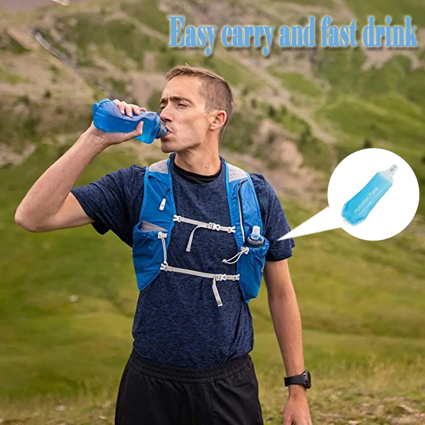Soft Collapsible Water Bottle TPU Hydration Flask With Bite Valve