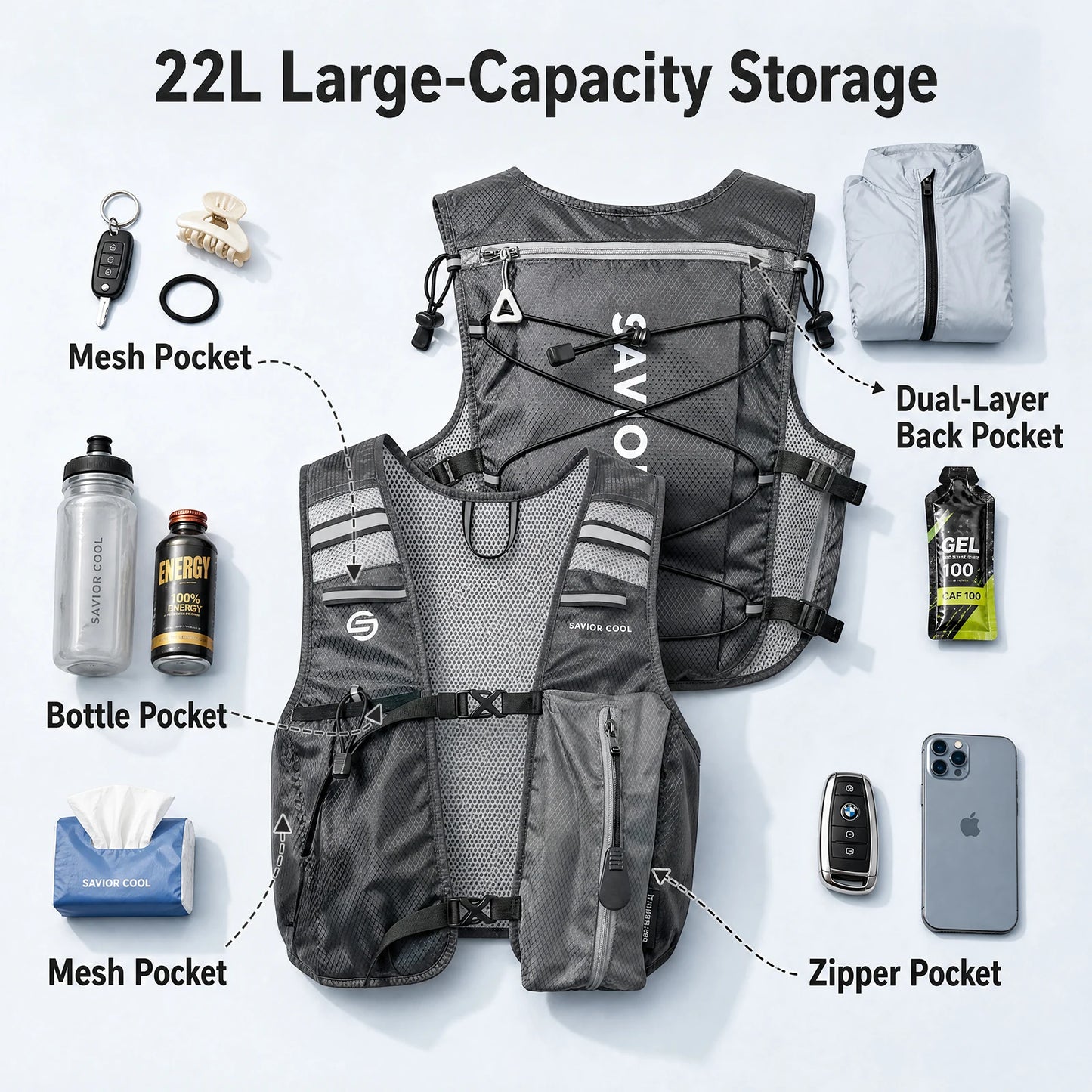 Outdoors Cooling Vest Tactical Cooling Vest AC Vest Constant-Temperature Summer Cooling Technology with Built-in Water Bladder