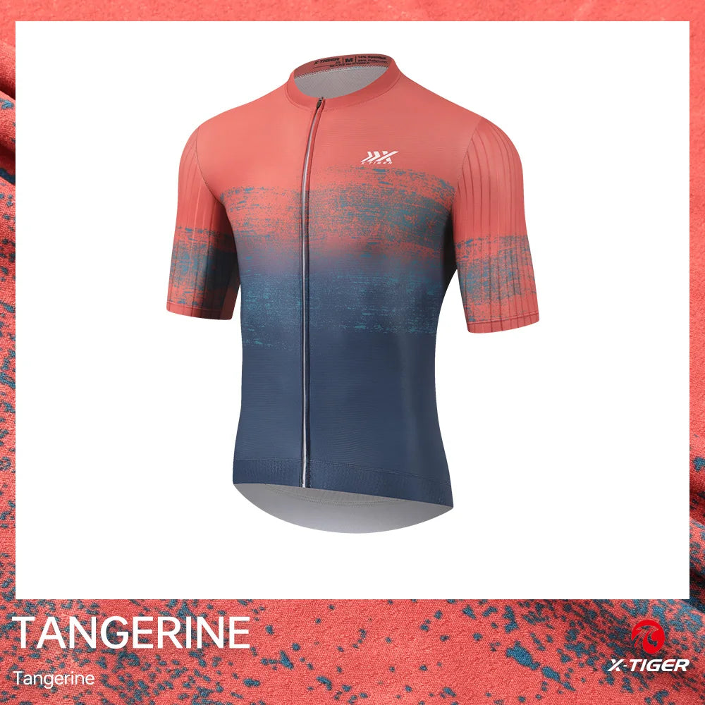 X-TIGER Sunset Wilderness Men Cycling Jersey Summer Quick Dry Breathable Short Sleeve Road Bike MTB Riding Clothing UV Protection Bicycle Tops