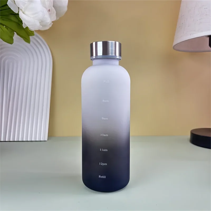 Time Marker Water Bottle Eco Friendly BPA Free Frosted Plastic