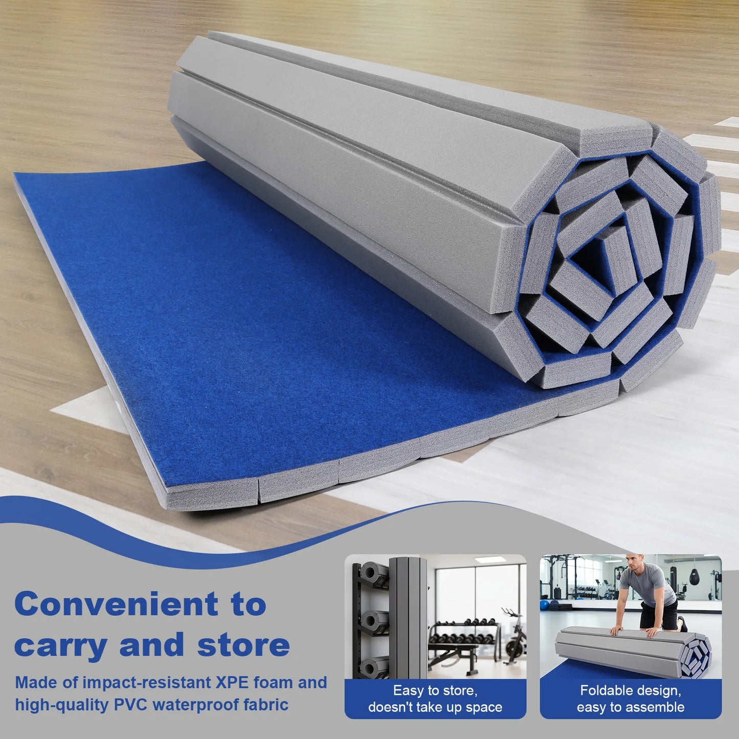 MOJOYCE Folding Gymnastics Mat With Grippy Surface For Home Fitness