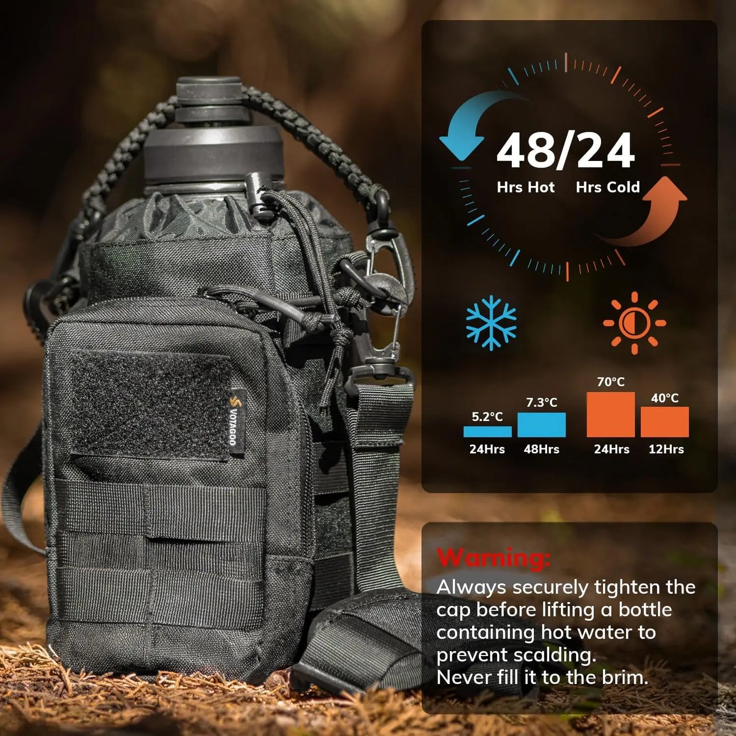 Stainless Steel Insulated Tactical Water Bottle With Sleeve