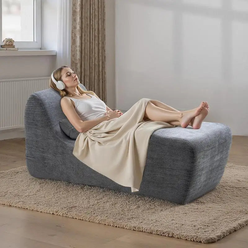 Yoga Chair Chaise, Ergonomic Chaise Lounge Chair for Yoga, Modern Boneless Curved Foam Lounge Indoor for Massage, Stretching, Relaxation, Exercise, Used in Living Room, Bedroom, Balcony, Grey