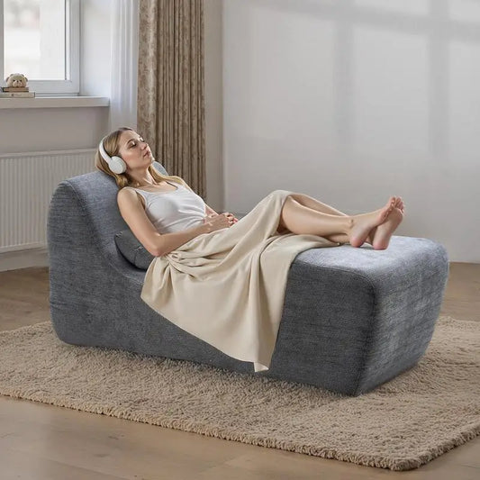 Yoga Chair Chaise, Ergonomic Chaise Lounge Chair for Yoga, Modern Boneless Curved Foam Lounge Indoor for Massage, Stretching, Relaxation, Exercise, Used in Living Room, Bedroom, Balcony, Grey