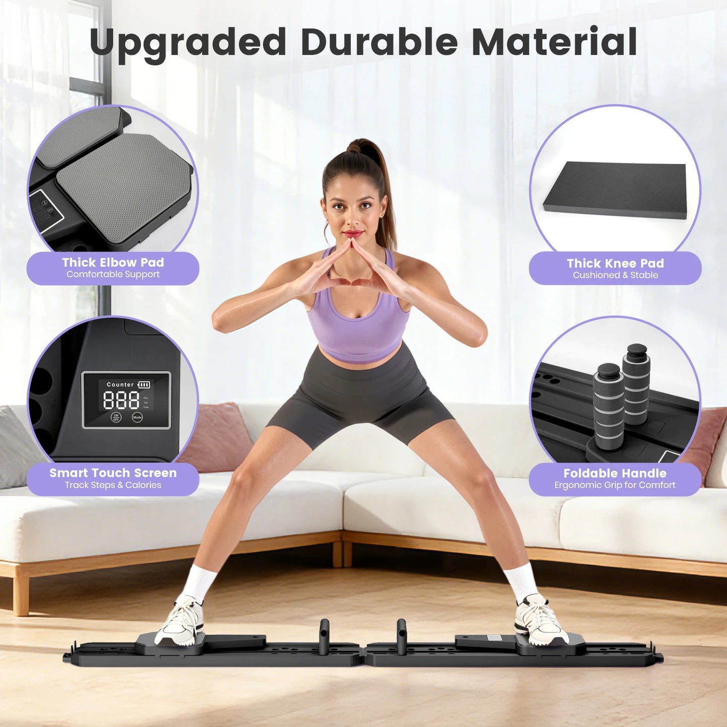 Portable Pilates Board Ski Balance Board With Reps Timer Display