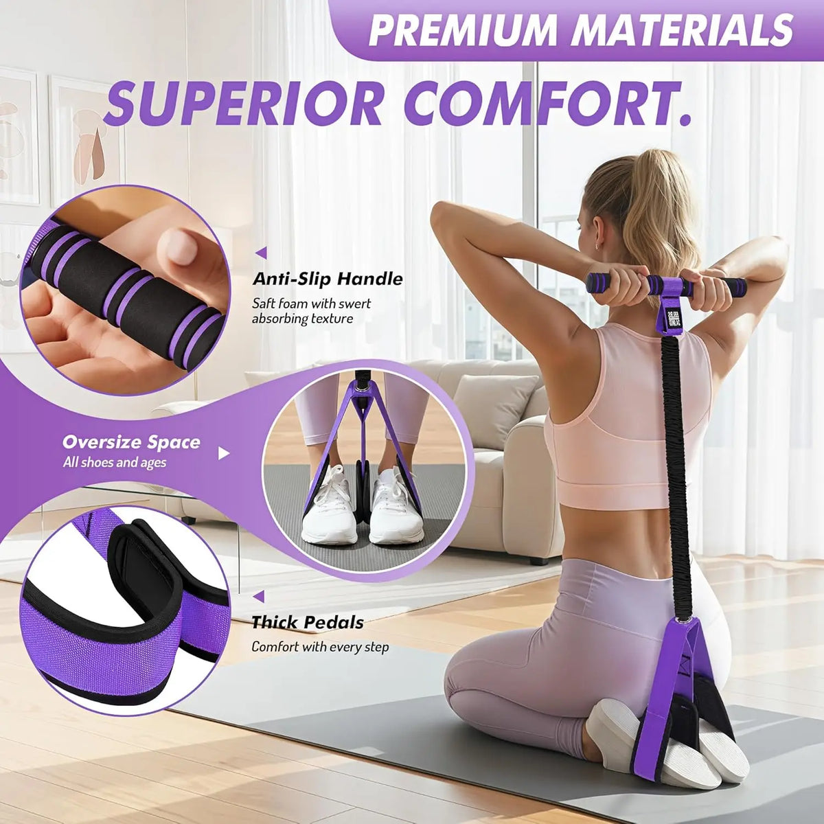 Upgraded Pedal Resistance Band – Durable Latex Tubes, Soft Foot Pedals, Sit-Up & Stretch Fitness Equipment Summerwins