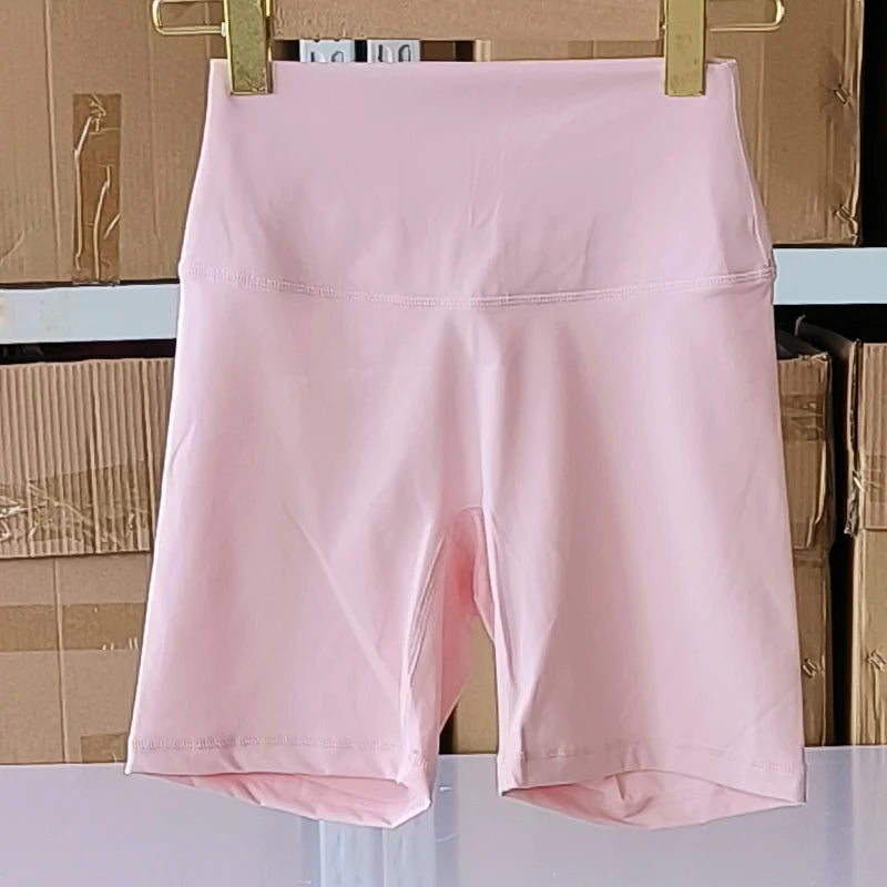 SDFHSFH Women's High Waist Yoga Shorts Nylon Elastane