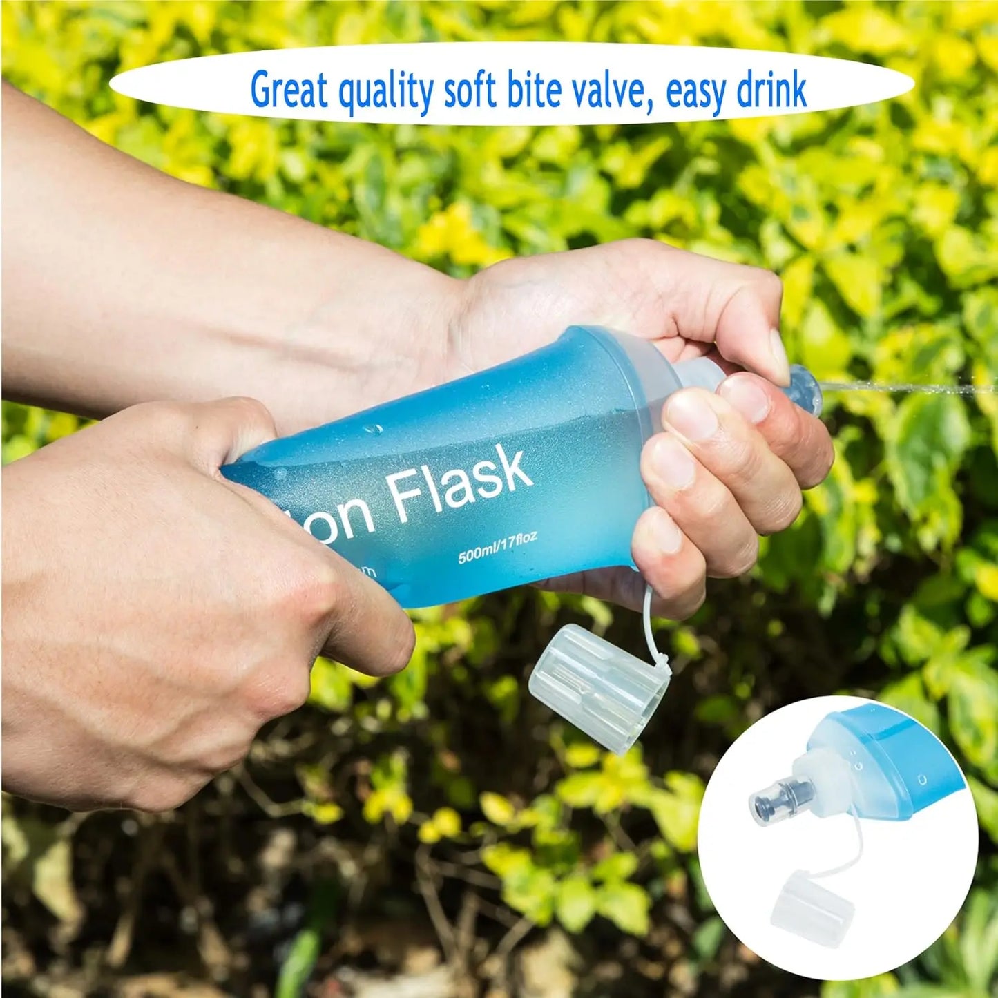 Soft Collapsible Water Bottle TPU Hydration Flask With Bite Valve