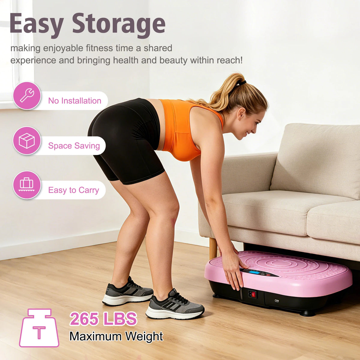 Portable Vibration Plate With Resistance Bands for Full Body Workout