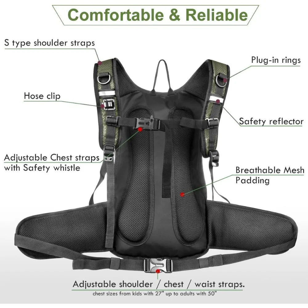 2L BPA Free Bladder Insulated Hydration Backpack, Ideal for Running, Cycling, Camping - Keeps Liquid Cool up to 5 Hours