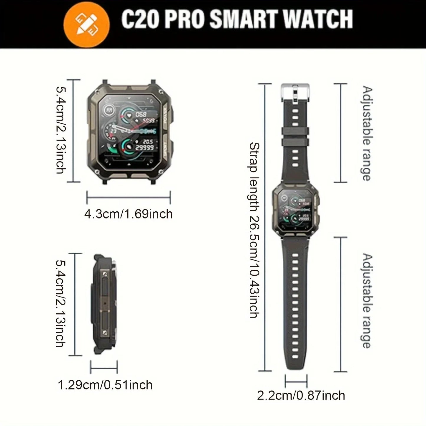 A Rugged Smartwatch IPX8 Call Dial Android iPhone Outdoor Sport