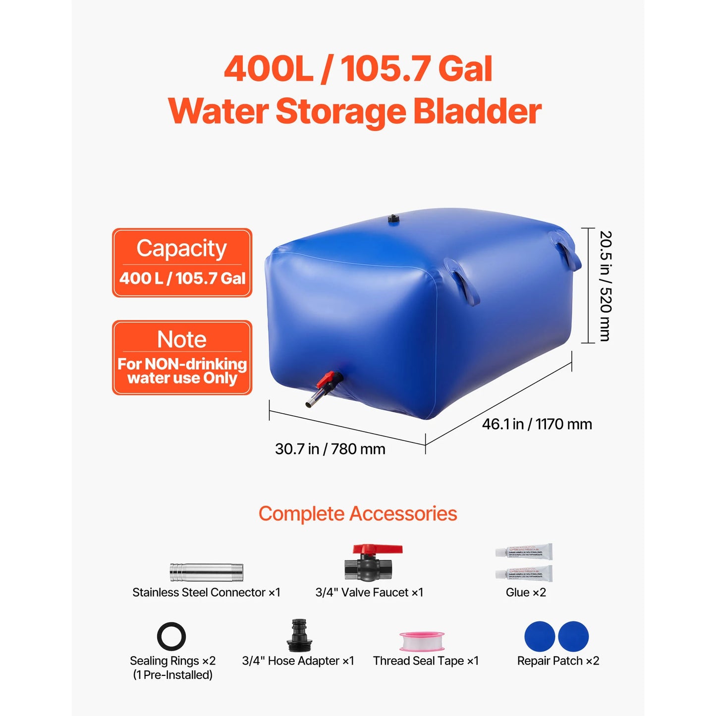 SucceBuy Water Storage Bladder TPU Collapsible Bag For Outdoors