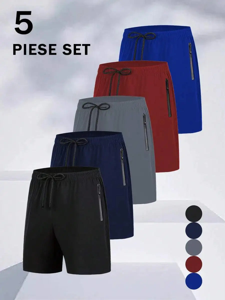 Men's Quick Dry Athletic Shorts With Zipper Pockets Elastic Waist