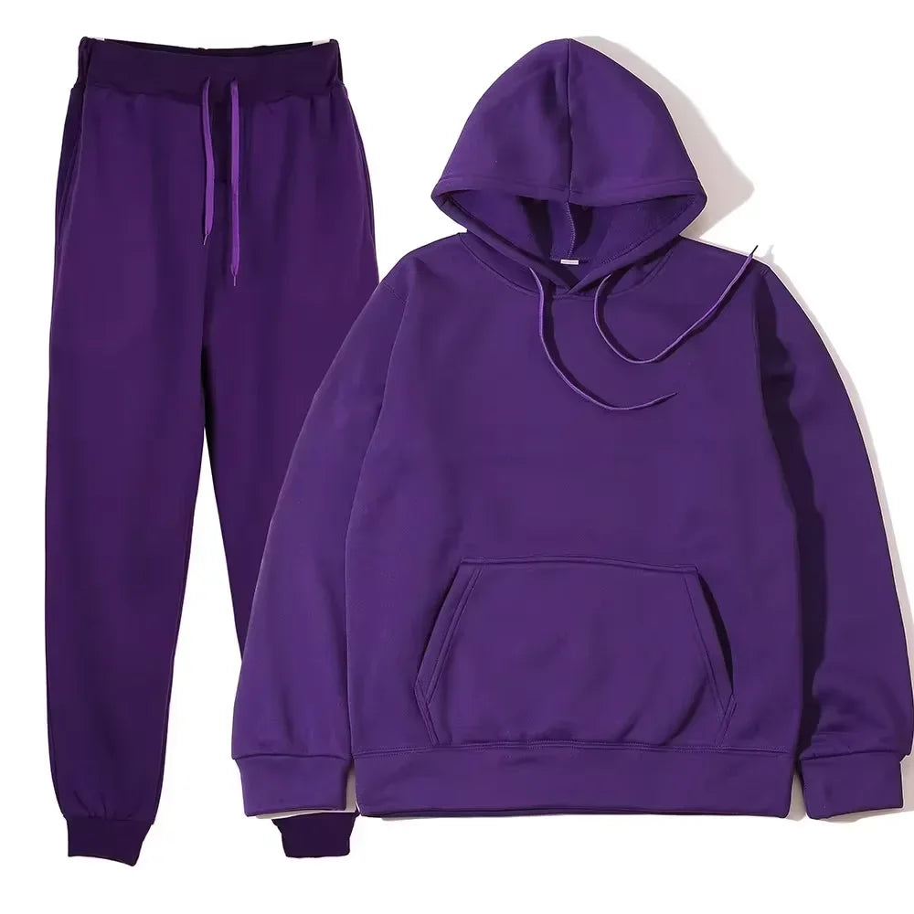 Winter Tracksuit Women Two Piece Set Hoodie Sweatpants
