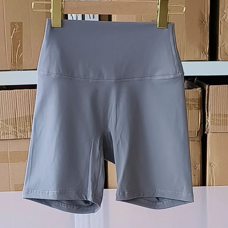 SDFHSFH Women's High Waist Yoga Shorts Nylon Elastane