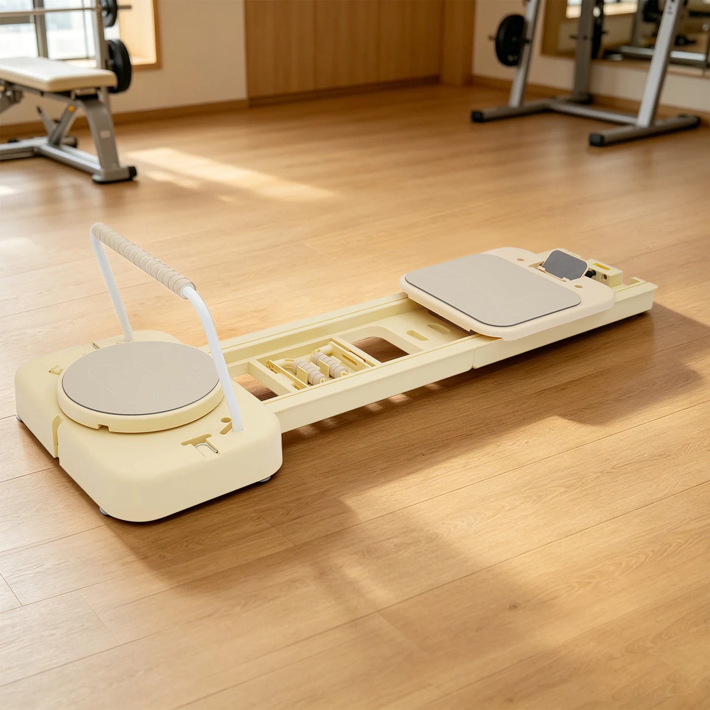 Foldable Pilates Board With Resistance Bands And Push Up Handles