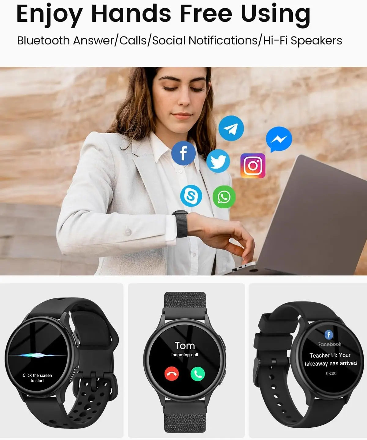 Smartwatch For Women Fitness Tracker With Health Monitoring Bluetooth