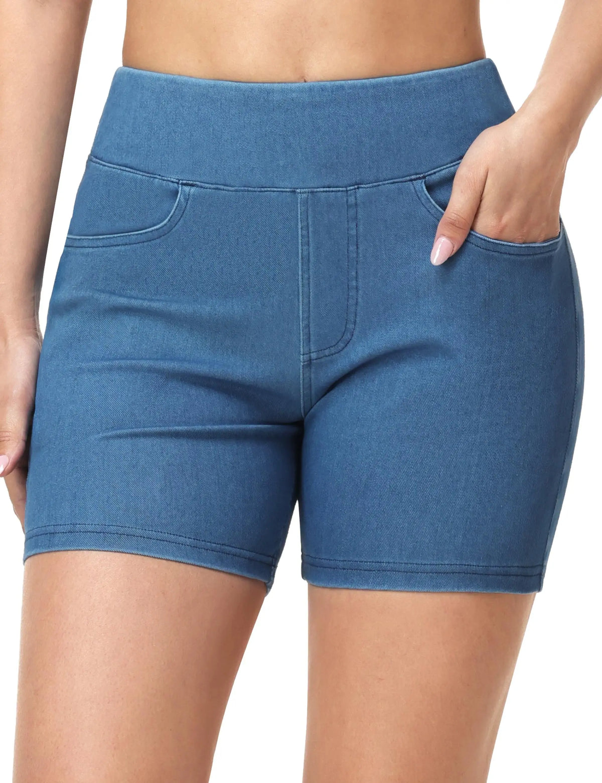 THE GYM PEOPLE Women's High Waisted Denim Shorts With Pockets